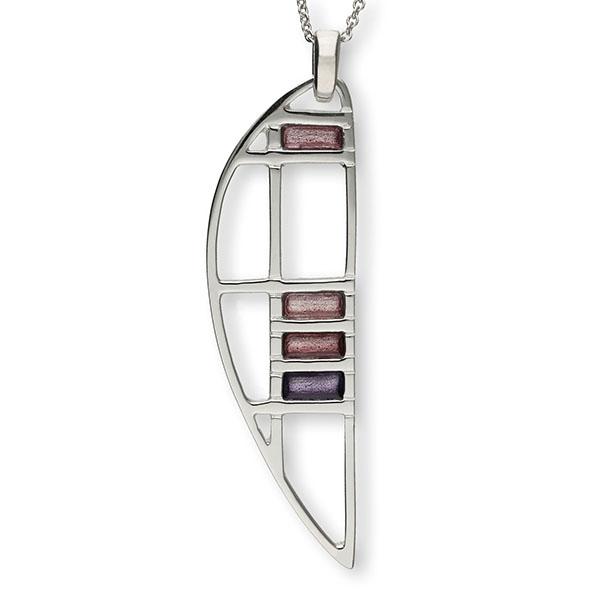 Ciondolo Charles Rennie Mackintosh In Argento 925 Con Catena 45,7 Cm - Gioiello Design Classico In Scatola Regalo